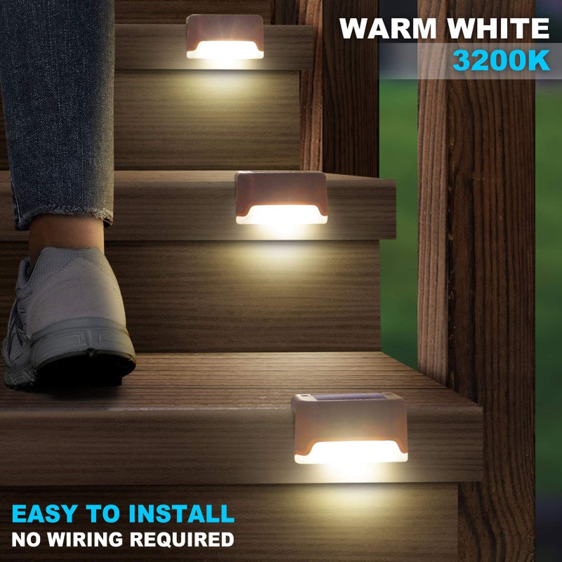 DenicMic 16 Pack Solar Deck Lights Outdoor Waterproof 4000K Warm White LED for Step Fence Patio Yard Stair Balcony Railling Outside Deck Lighting - Image 3